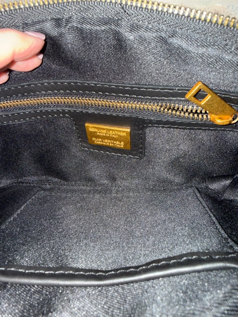 Viola Castellani Black Woven Leather Shoulder Bag with Gold Chain